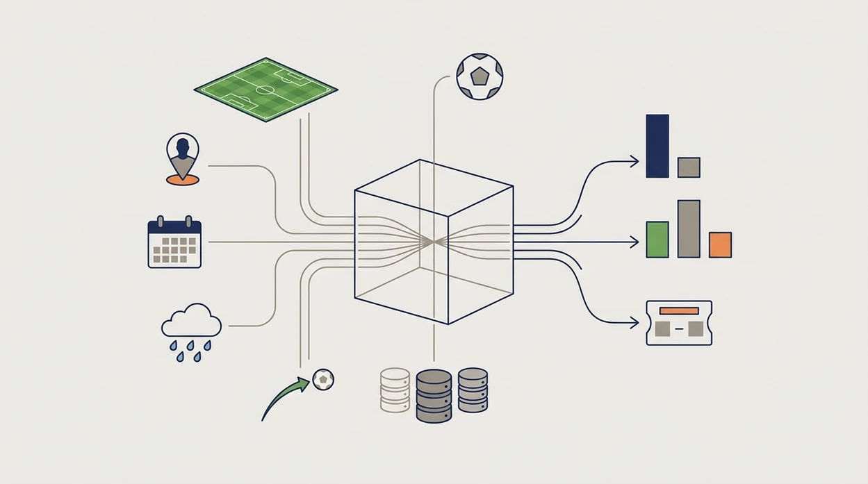AI football predictor model inputs and probability pipeline diagram