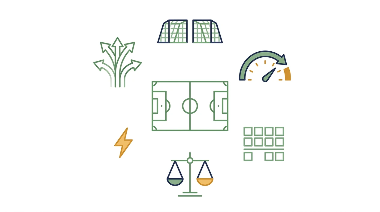 A clean diagram maps six football prediction market categories around a central pitch icon.